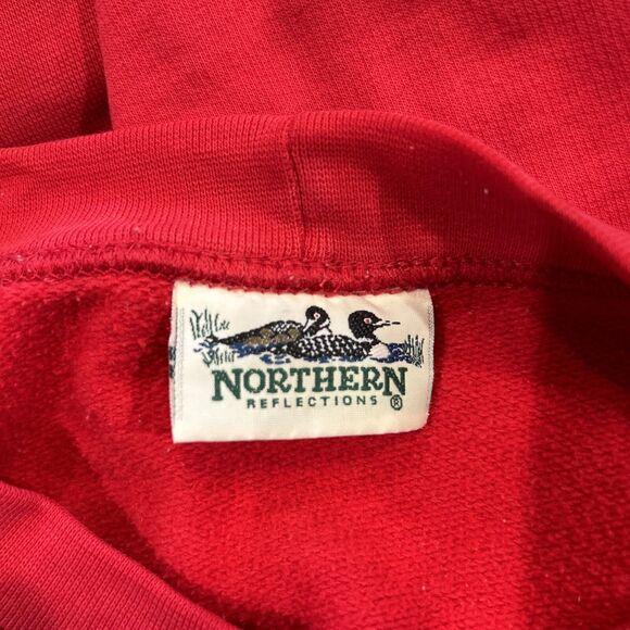 Vintage Northern Reflections Winter Cabin Graphic Sweatshirt Red Cottage Core XL - Picture 13 of 13